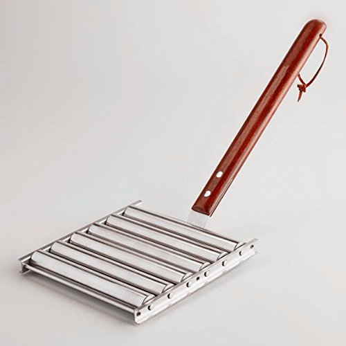 Charcoal Stainless Steel Hot Dog Sausage Roller Rack Steamer With Extra Long Wood Handle New Bbq Tools 5 Section Brat Griller